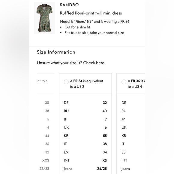 SANDRO Ruffled floral-print twill Floral Green mini Dress NEW - Picture 6 of 12